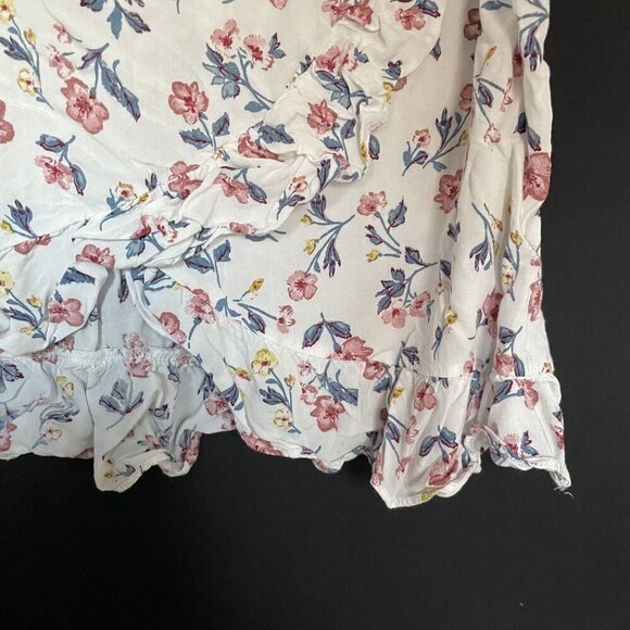 Vintage Floral Sleeveless Ruffled Hem Top white cropped top casual summery - Picture 3 of 5